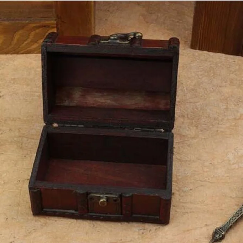 Деревянная коробка для хранения органайзер ретро антикварные Запираемые Ooden