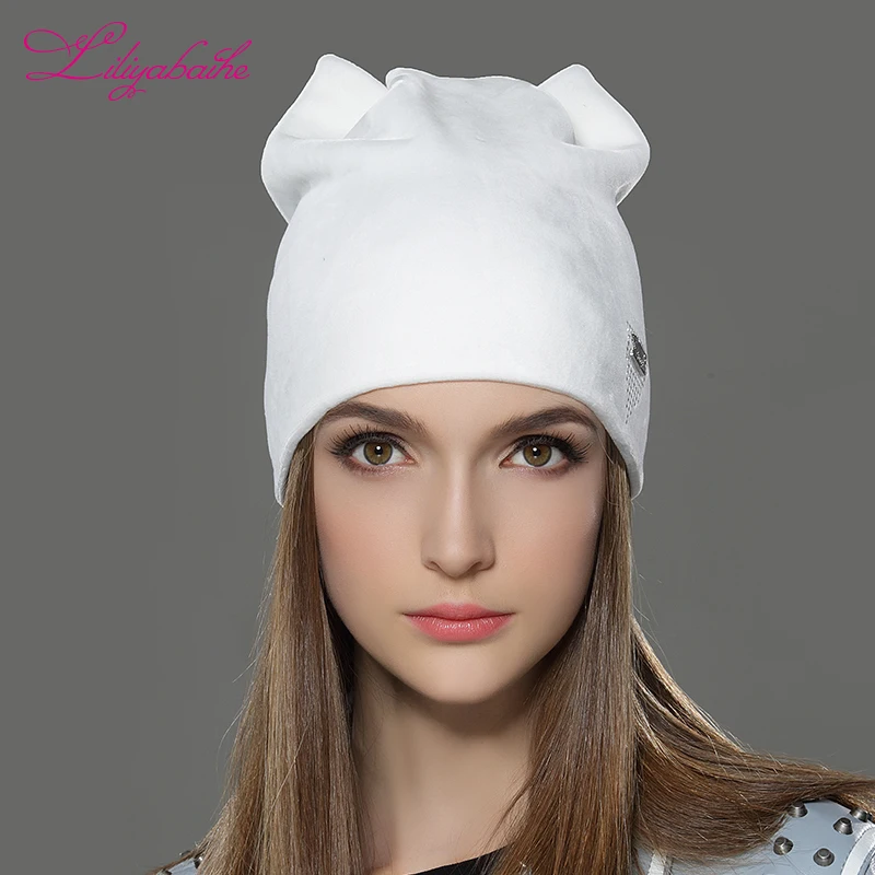 LILIYABAIHE Женская осенне зимняя шапка дамские шапки с котом для девушек женщин