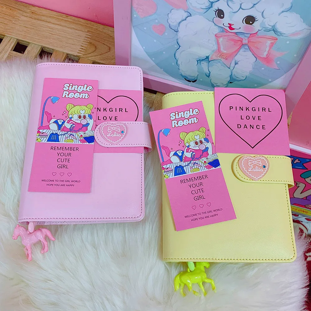 Climemo спиральный переплет блокнот Kawaii Маленькая девочка катушка книга имитация кожи, Makaron цвет клетчатая карточка альбом для зарисовок