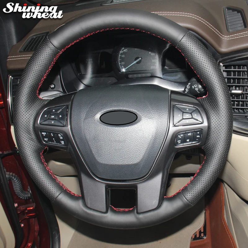 Чехол из натуральной кожи для руля автомобиля Ford Ranger Everest 2016|car steering wheel cover|steering