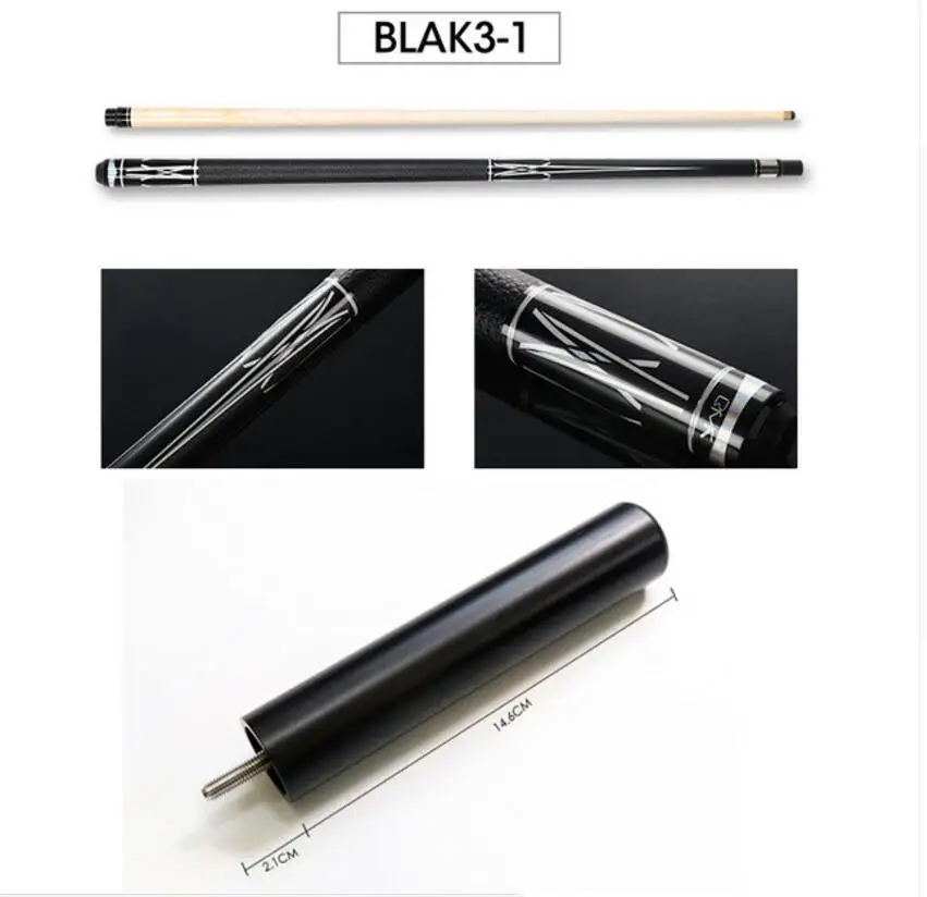 BLAK31 with Black PREOAIDR 3142 блак бильярдный кий для бассейна 13 мм 11,5 мм 9,5 мм наконечник с удлинителем черный/серебристый Профессиональный кий для пула бильярда кий - Цвет: BLAK31 with Black