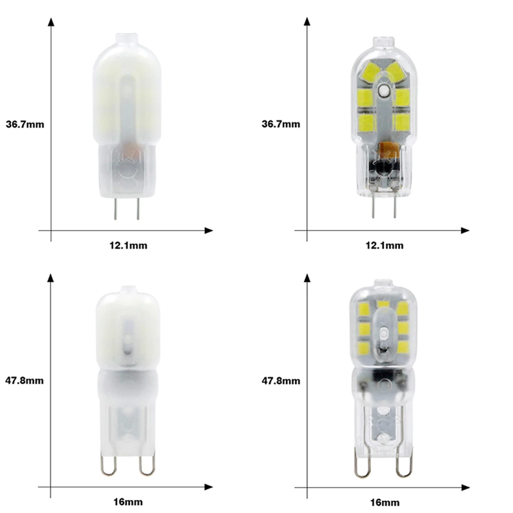 Мини светодиодная лампа G4 G9 DC 12V/AC 220V 2W SMD 2835 прозрачная/молочно белая люстра