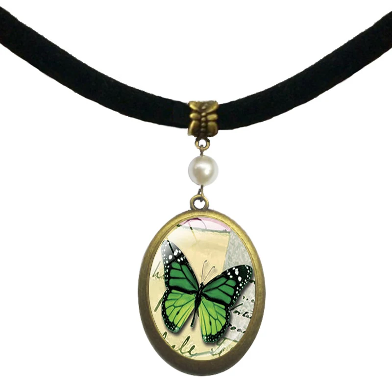 Красивая бабочка длинное жемчужное ожерелье Пара кулон насекомые Шарм ювелирные