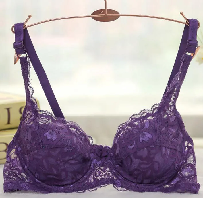 purple with pads Кружевной бюстгальтер, сексуальный бюстгальтер пуш-ап, дышащие кружевные бюстгальтеры для женщин, плюс размер, нижнее белье для женщин, бюстгальтер без косточек, нижнее белье, нижнее белье Soutien Gorge Bh - Цвет: purple with pads