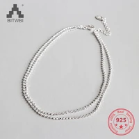 summer fashion 925 sterling silver chain anklets for women beach party beads ankle bracelet foot jewelry girl best gifts