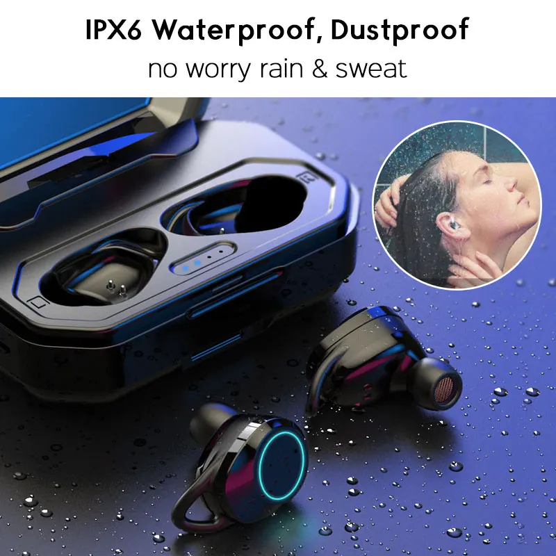 G02 TWS 5.0 Bluetooth Earphones For redmi note 7 9D Stereo Wireless Earphone with Mic Earbuds Headset 3300mAh LED Power Display
