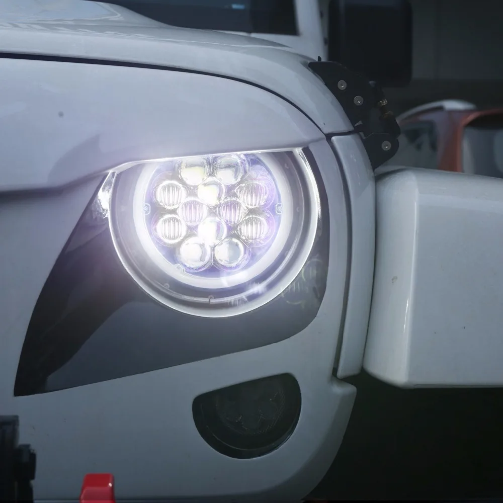 7 дюймовый светодиодный галогеновые фары головного света с фиолетовым (синий) DRL