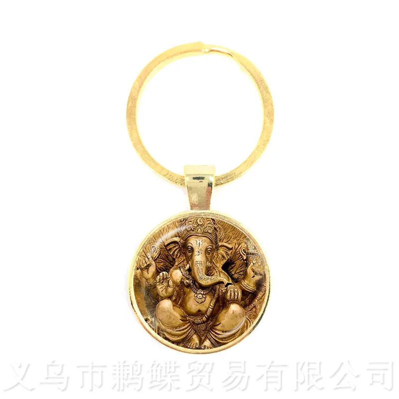

Новинка 2018, классические 25 мм брелоки Ganesha, Будда, слон, стеклянные брелоки с куполом, мужские ювелирные изделия ручной работы, автомобильный...