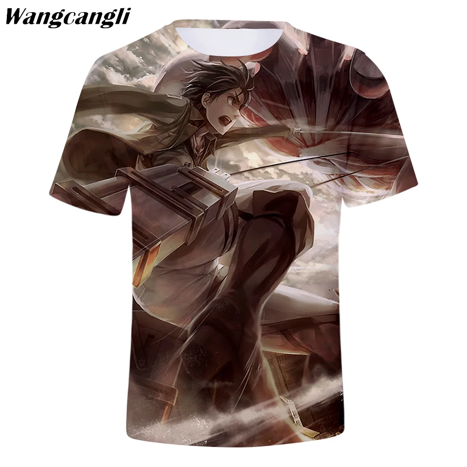 Wangcangli 3D атака на Титанов футболка повседневные топы с короткими рукавами для