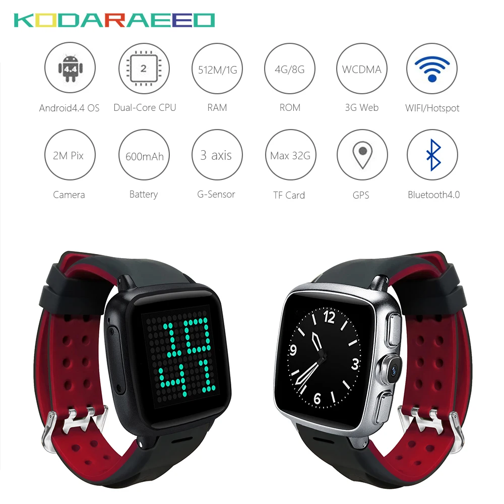 F05 Smart watch 3G Android 4.4 metel smart phone 1G RAM 8G ROM 2MP camera heart rate tracker Pedometer WIFI GPS smartwatch | Электроника