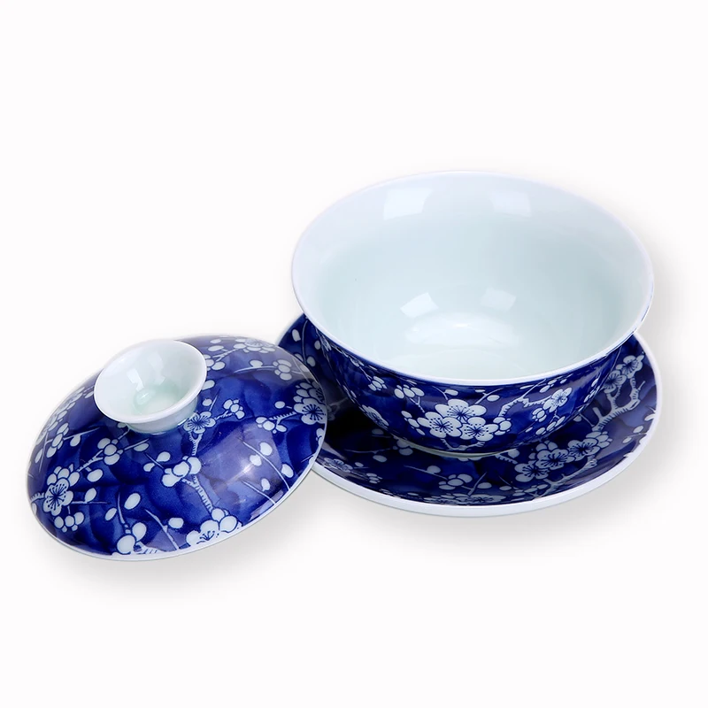 

160ml Jingdezhen Vintage Blue and White Porcelain Plum Flower Painted Coffee Tea Bowl Drinkware Making Black Tea Coffee Gaiwan