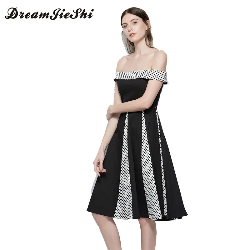 Dreamjieshi женские летние платье Сексуальная с плеча Ruffled Slash Средства ухода за кожей