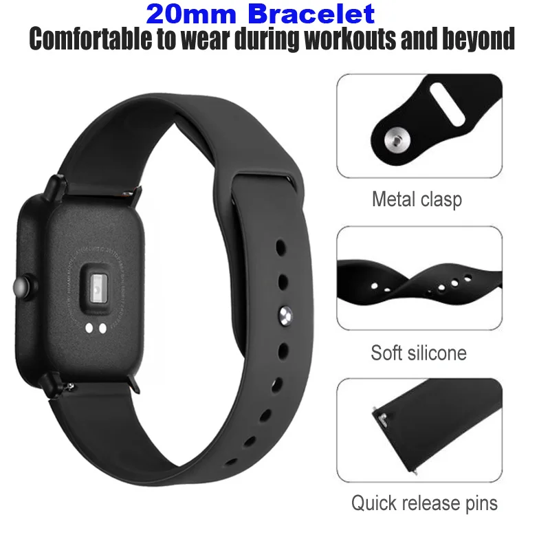 Для Xiaomi Huami Amazfit GTS браслет ремешок для часов Amazfit Bip ремешок для часов Amazfit GTR 42 мм силиконовый ремешок 20 мм Ширина