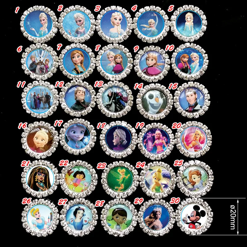100 шт./лот Анна Эльза круглый плоский низ Кристалл страз Диамант кластер