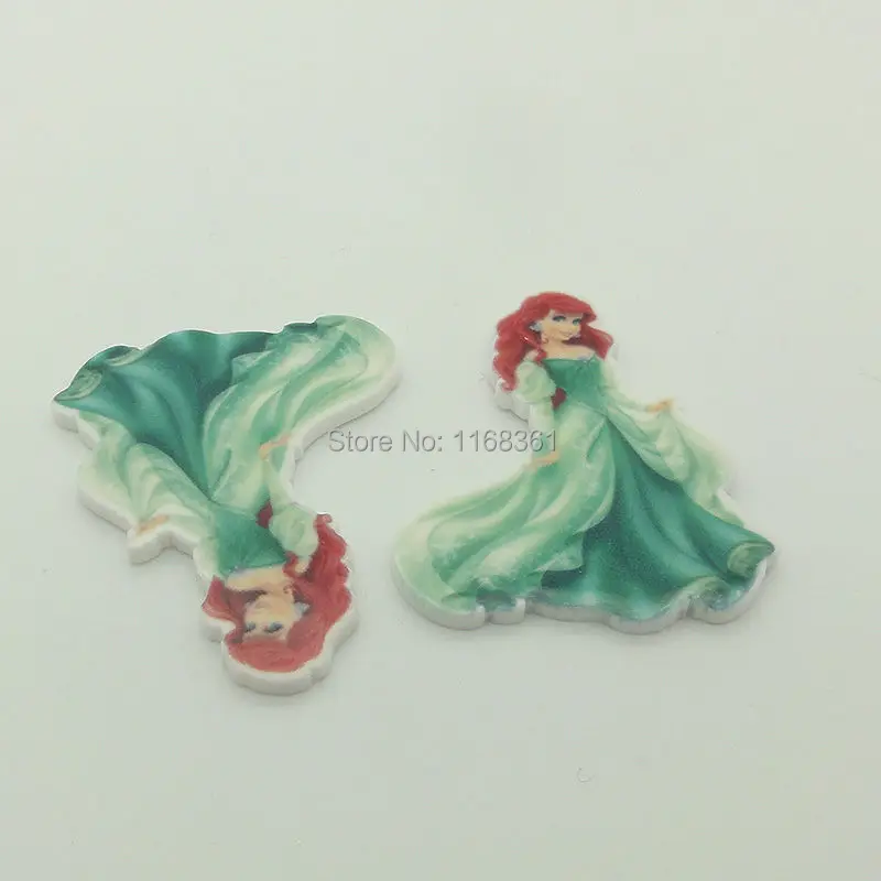 5 шт./лот пластиковая плоская задняя черная Печать Красивая Русалка Принцесса 38