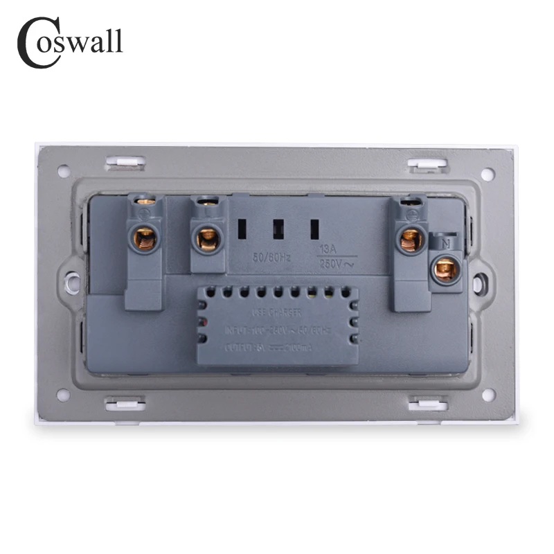 COSWALL 13A универсальное переключаемое гнездо 2 USB порт зарядки для мобильного выхода