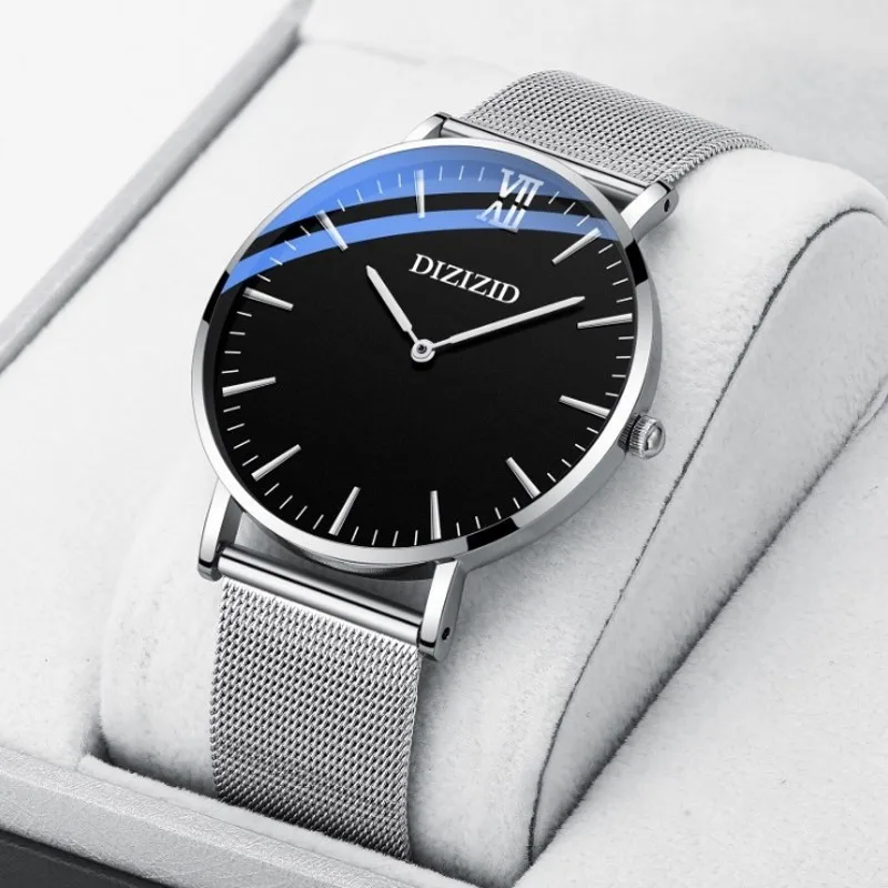 Лучшие Роскошные часы с сетчатым ремешком мужские ультра тонкие модные из