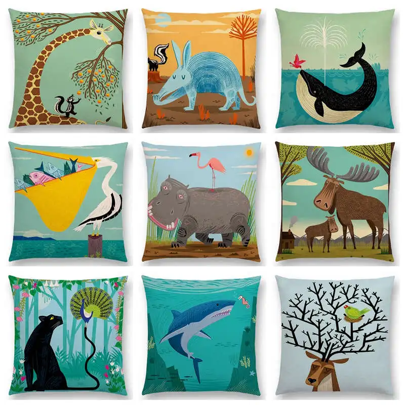 Чехол для дивана с забавными мультяшными животными хорошими друзьями счастливой