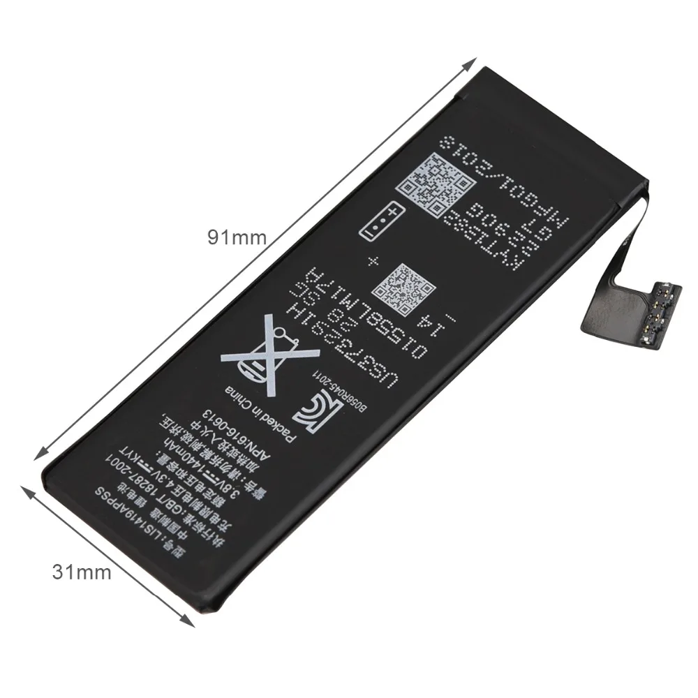 1 шт. 1440 мАч аккумулятор для телефона iPhone 5 запасная батарея сотового Bateria Batterij