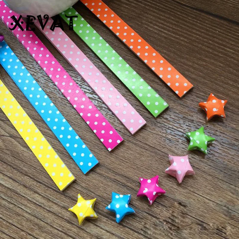 Светящиеся бумажные звёзды в горошек яркие цвета узор виде сердца складные