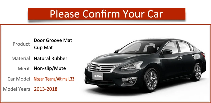Противоскользящий коврик для ворот резиновый чашки Nissan Teana Altima L33 2013 2018