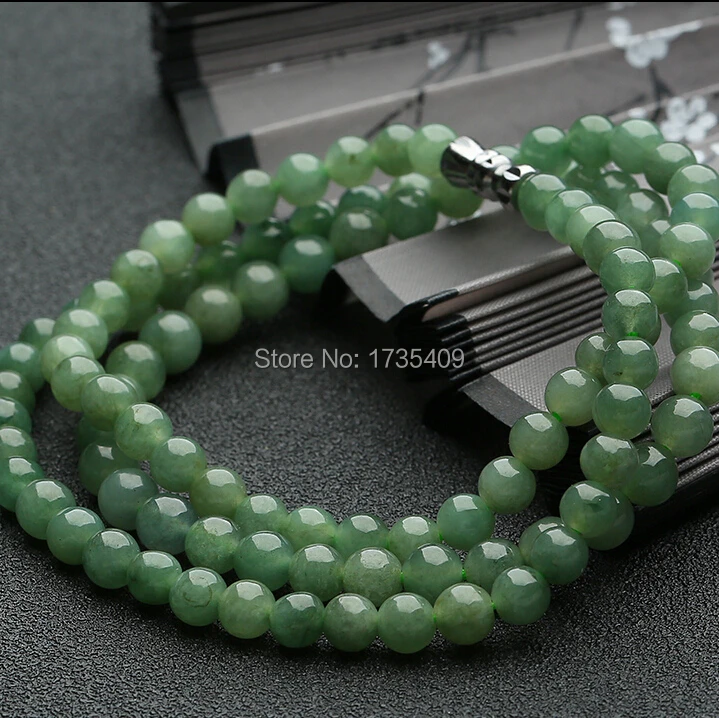 

18 Inch Length 100% A Grade Natural /Jadeite 5mm Green Beads Necklace For Lady's