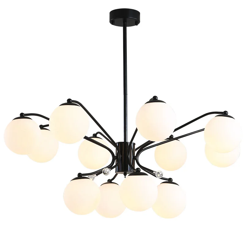 

Nordic Vintage Designer Led Black Hanging Ceiling Chandelier Lighting Lusters Lamp for Living Room Kitchen Loft Bedroom Hallway