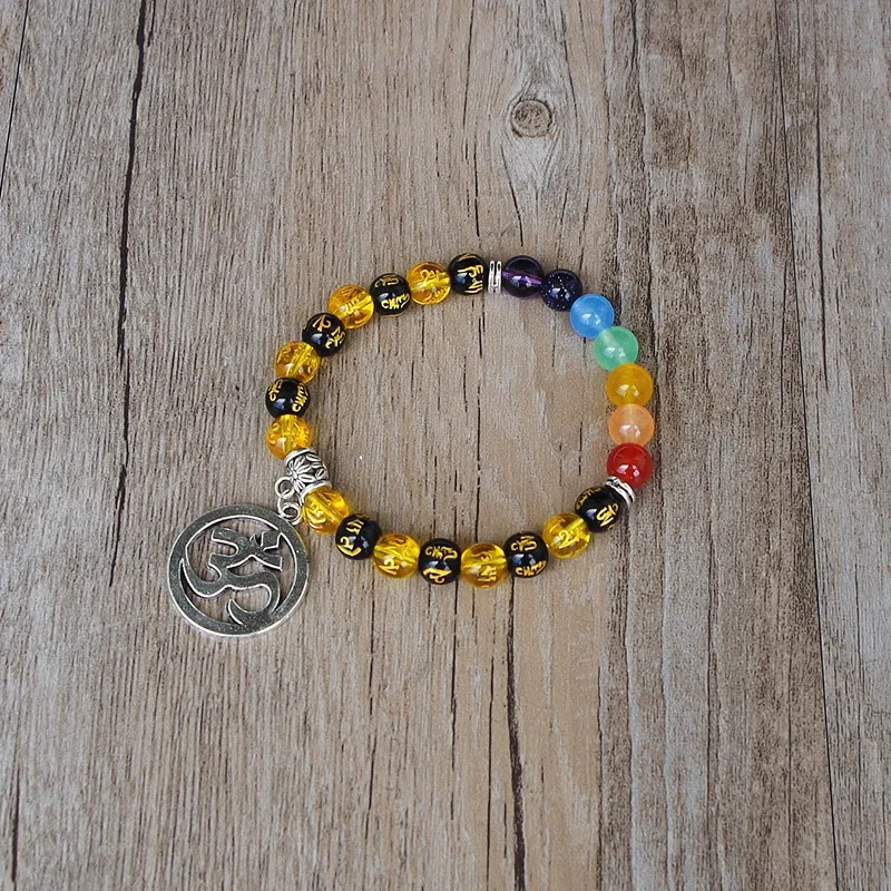 Браслет ручной работы Ом мала чакра Будда шесть слов мантра Исцеление йогой