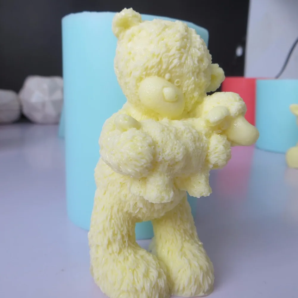 Силиконовая 3d форма в виде медведя с овчиной для помадки искусственные формы