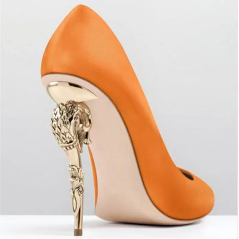 Элегантные женские туфли-лодочки карамельных цветов Атласные шелковые туфли с
