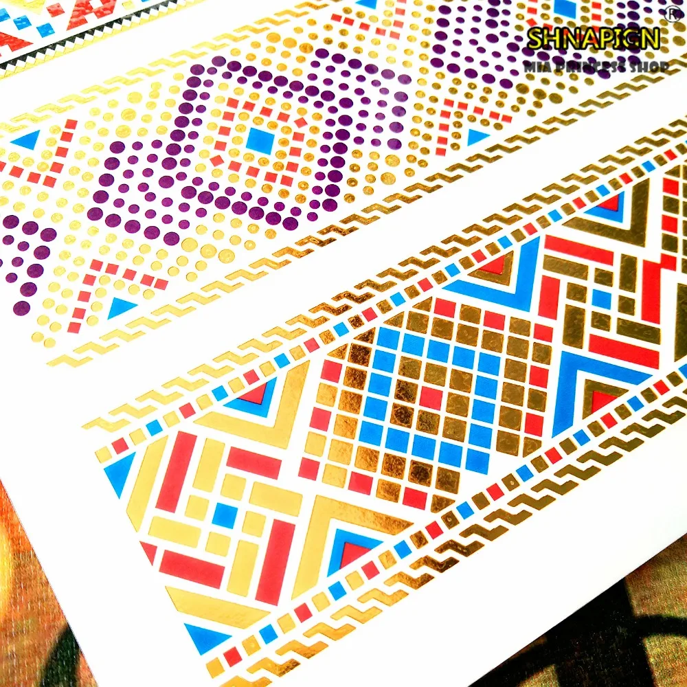 SHNAPIGN 24 стиль Временные татуировки боди-арт 3D узор золотой дизайн флэш-стикер