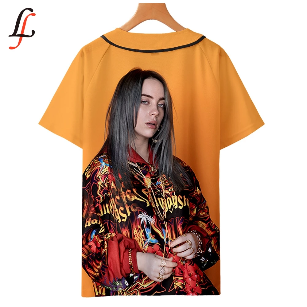 Женская/Мужская Бейсбольная Футболка Billie Eilish летняя футболка с коротким рукавом
