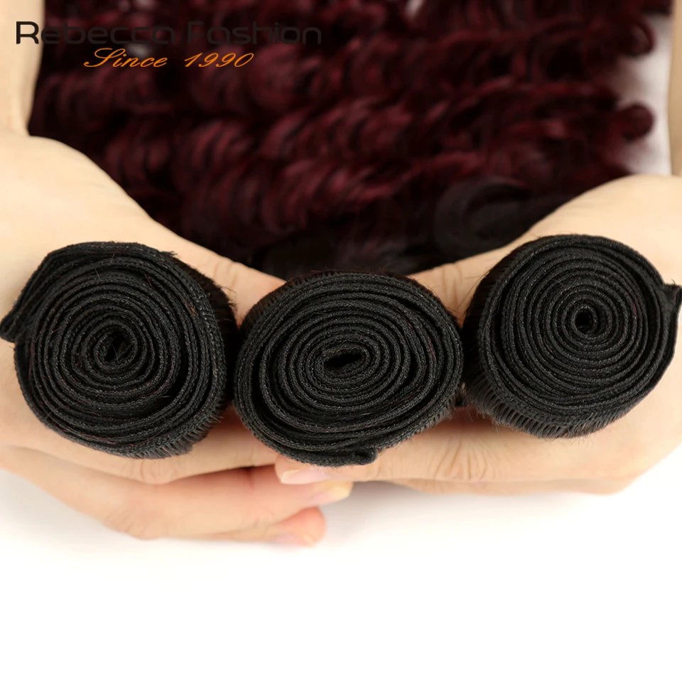 Rebecca Ombre Перуанские Глубокая Волна пряди 3/4 шт Remy 2 тона цвет T1B/27# T1B/30# T1B/99J# человеческие пряди волос