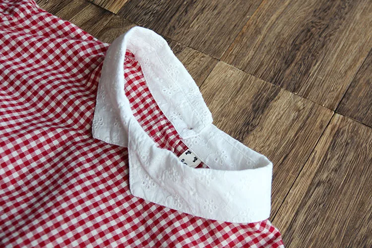 5449 Весенняя женская блузка в японском стиле с вышивкой, отложным воротником, с длинным рукавом, из хлопка и льна, Свободная Женская винтажная клетчатая рубашка, Топ