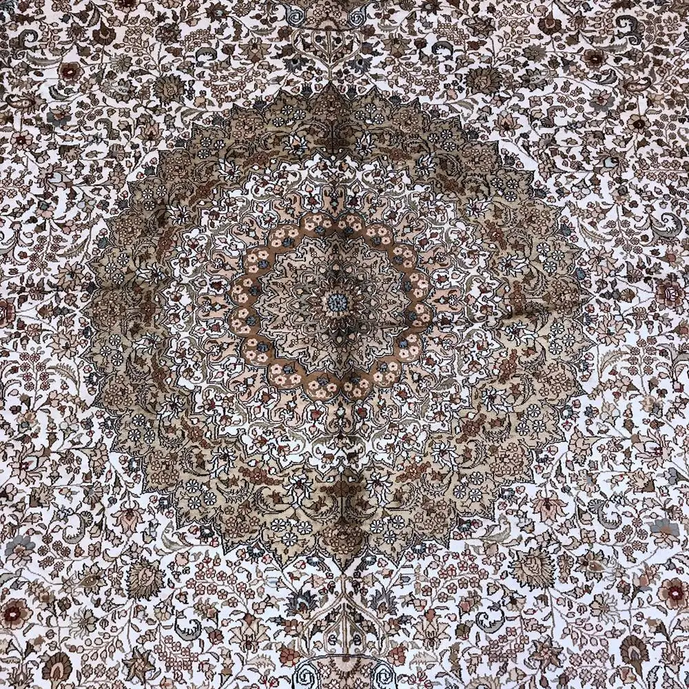 YILONG 9'x12' Традиционный персидский дизайн шелковый ковер белый и желтый