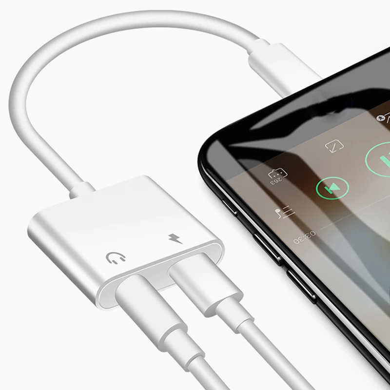 2 в 1 аудио адаптер наушники с зарядным устройством кабель для iPhone 7 8 Plus X Aux разъем