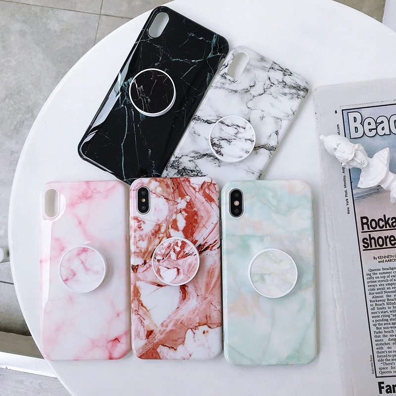 Роскошный Мраморный гибкий чехол-держатель для телефона iPhone 12 Mini 11 Pro Max XR XS X 7 8 6 Plus
