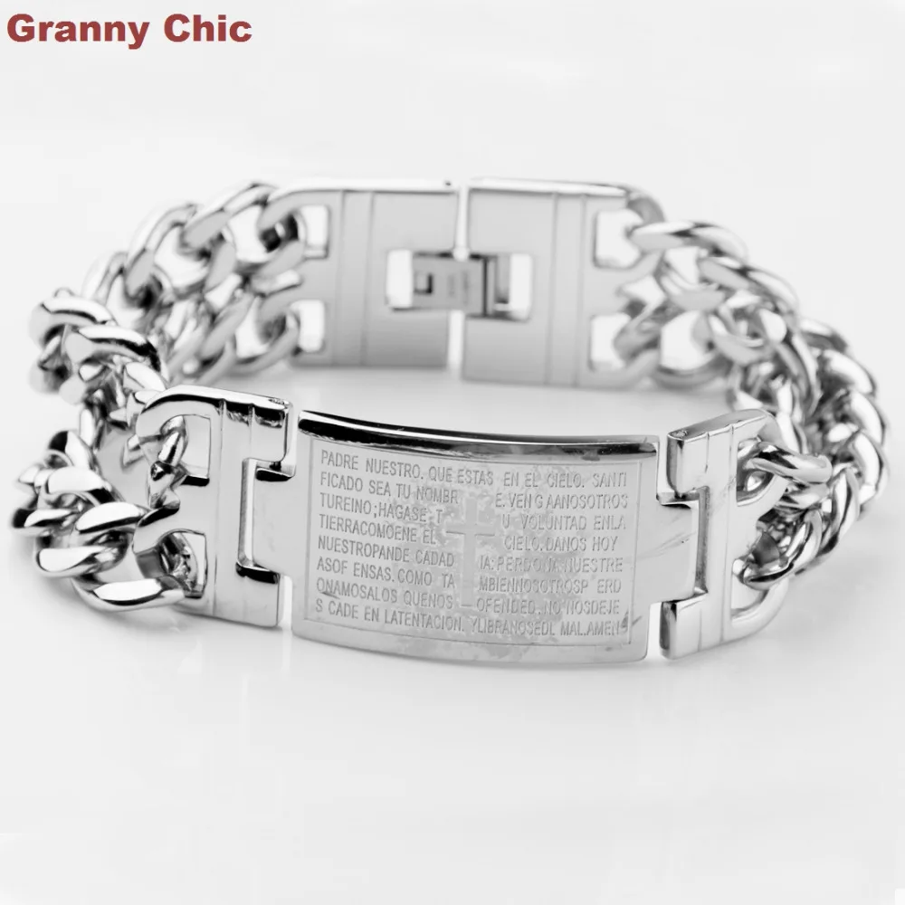 Granny Chic горячая распродажа мужской модный серебряный/золотой Стальной широкий