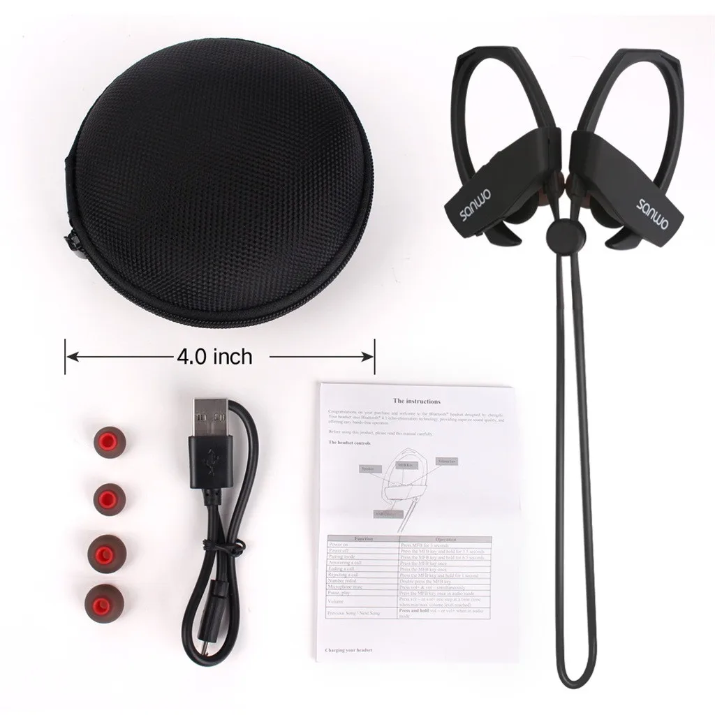 Беспроводные bluetooth наушники с защитой от пота спортивные вкладыши для iPhone