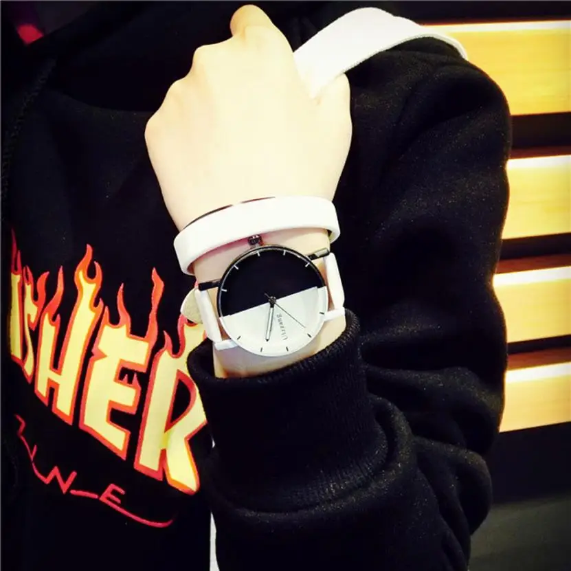 Знаменитые мужские и женские студенческие минималистичные черные часы модные