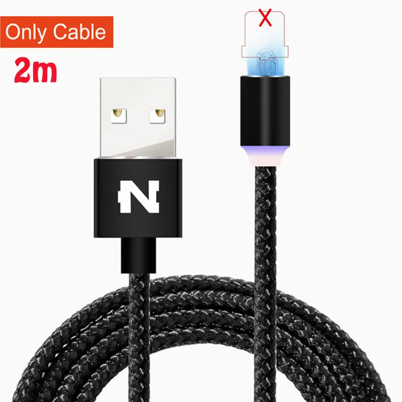 Магнитный зарядный кабель Micro USB для iPhone XR XS Max X, магнитное зарядное устройство usb type C, светодиодный кабель для зарядки, 1, 2 м