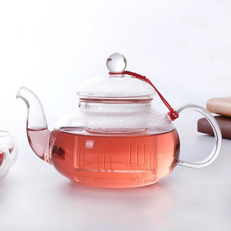 Прозрачный стеклянный цветочный чайник фильтрованный с лимоном бутылка для