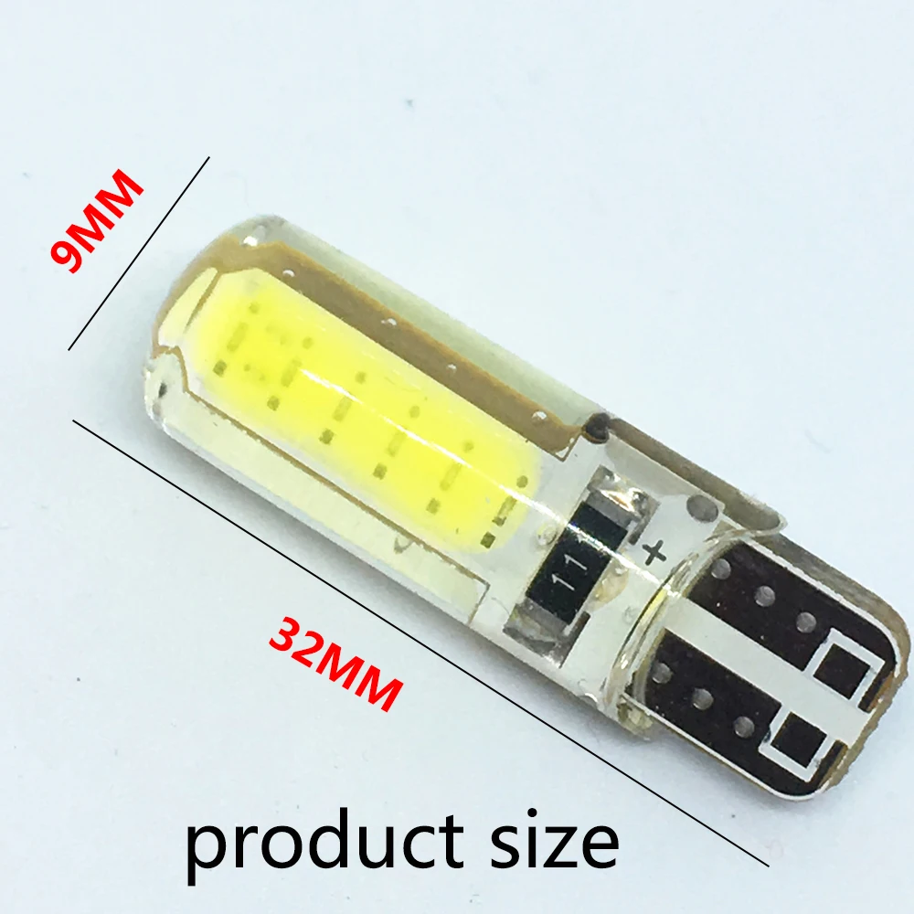 10 шт. T10 LED силикагель Водонепроницаемая Клинообразная Лампа 194 2825 WY5W W5W COB авто
