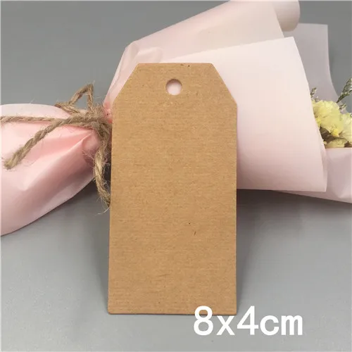8x4cm Brown 100 шт. крафт Бумага ручной работы одежды бирки, свадьба, стаканчики для вечеринки, подарков Упаковочная этикетка бирок для подарков, код Примечание ценники - Цвет: 8x4cm Brown
