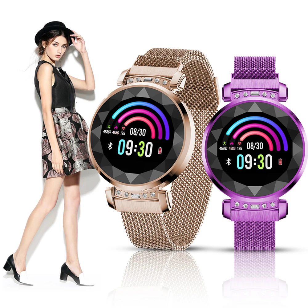 Timethinker SL08 женские Смарт часы умные с бриллиантами Reloj монитор сердечного ритма