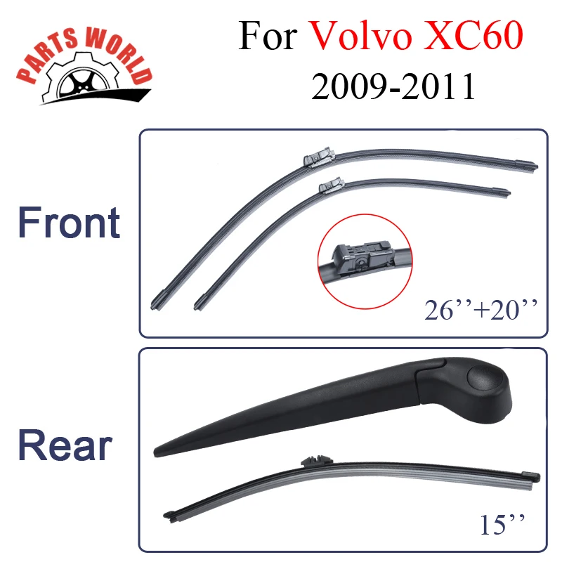 Передняя/задняя щетка стеклоочистителя для Volvo XC60 2009 2011 силиконовая резиновая