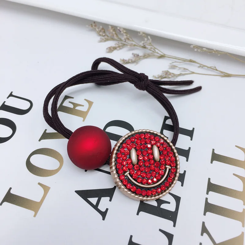 Женская резинка для волос MuHan эластичная с кристаллами и улыбающимся лицом