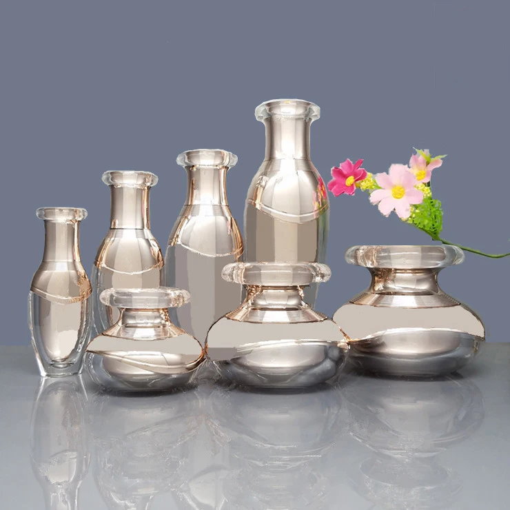 

8pcs/lot 15/30/50g 100ml Empty Fashion Cosmetic Cream Jar Pot Makeup Liquid Sprayer Atomizer Lotion Press Pump Bottle Suit Set