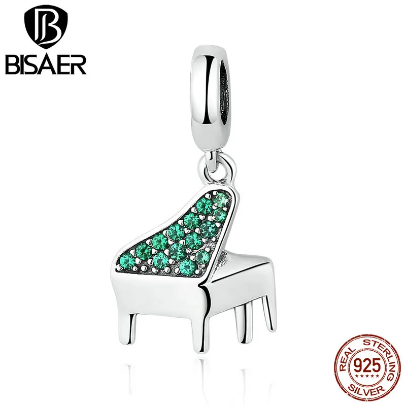 925 пробы Серебряный музыкальный инструмент популярный кулон Гитара Fit BISAER талисманы браслеты для женщин модные ювелирные изделия ECC113