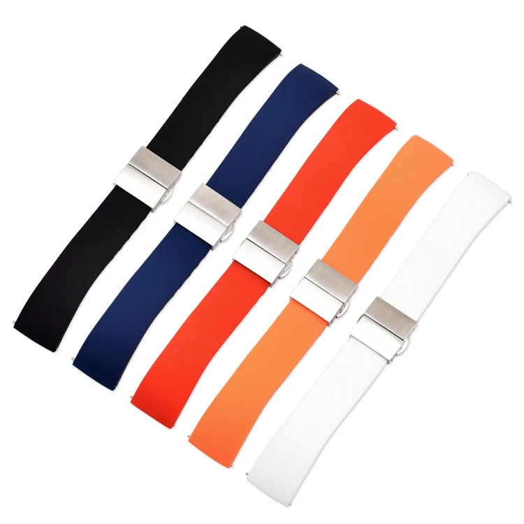 14mm 16mm 18mm 20mm 22mm Silicone Strap Folding Buckle for Samsung Galaxy Watch Gear Quick Release Rubber Bracelet Strap Band